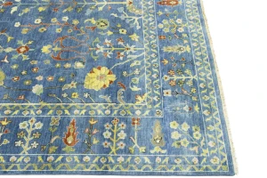 Blue Floral Traditional 9X12 Oushak Chobi Oriental Rug