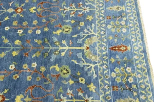 Blue Floral Traditional 9X12 Oushak Chobi Oriental Rug