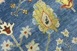 Blue Floral Traditional 9X12 Oushak Chobi Oriental Rug