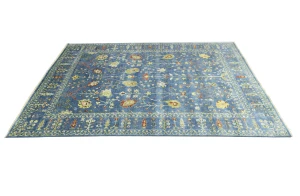 Blue Floral Traditional 9X12 Oushak Chobi Oriental Rug