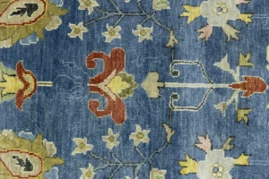 Blue Floral Traditional 9X12 Oushak Chobi Oriental Rug