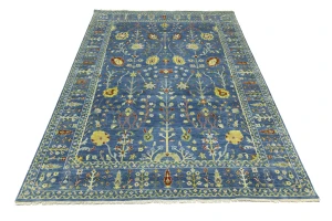 Blue Floral Traditional 8X11 Oushak Chobi Oriental Rug
