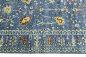 Blue Floral Traditional 8X11 Oushak Chobi Oriental Rug