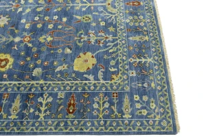 Blue Floral Traditional 8X11 Oushak Chobi Oriental Rug