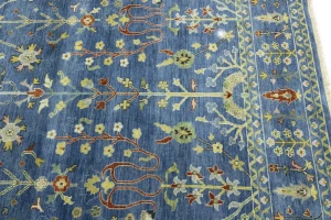 Blue Floral Traditional 8X11 Oushak Chobi Oriental Rug