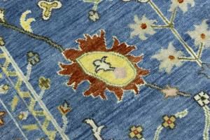 Blue Floral Traditional 8X11 Oushak Chobi Oriental Rug