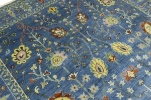 Blue Floral Traditional 8X11 Oushak Chobi Oriental Rug