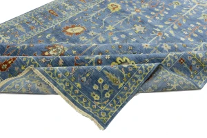 Blue Floral Traditional 8X11 Oushak Chobi Oriental Rug