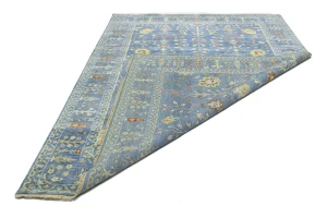 Blue Floral Traditional 8X11 Oushak Chobi Oriental Rug