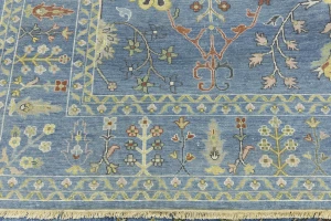 Blue Floral Traditional 8X11 Oushak Chobi Oriental Rug
