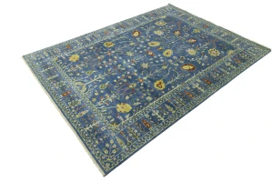 Blue Floral Traditional 8X11 Oushak Chobi Oriental Rug