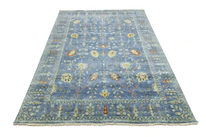 Blue Floral Traditional 8X11 Oushak Chobi Oriental Rug
