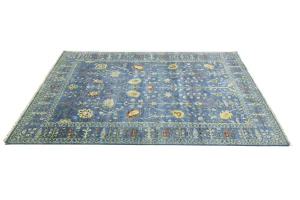 Blue Floral Traditional 8X11 Oushak Chobi Oriental Rug