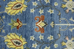 Blue Floral Traditional 8X11 Oushak Chobi Oriental Rug