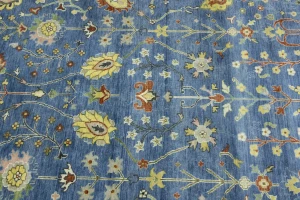 Blue Floral Traditional 8X11 Oushak Chobi Oriental Rug