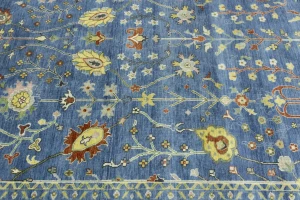 Blue Floral Traditional 8X11 Oushak Chobi Oriental Rug