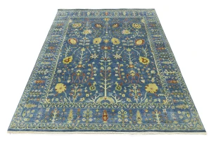 Blue Floral Traditional 8X10 Oushak Chobi Oriental Rug