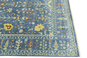 Blue Floral Traditional 8X10 Oushak Chobi Oriental Rug