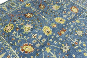 Blue Floral Traditional 8X10 Oushak Chobi Oriental Rug