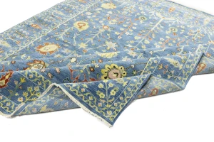 Blue Floral Traditional 8X10 Oushak Chobi Oriental Rug