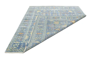 Blue Floral Traditional 8X10 Oushak Chobi Oriental Rug