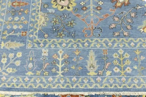 Blue Floral Traditional 8X10 Oushak Chobi Oriental Rug