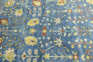 Blue Floral Traditional 8X10 Oushak Chobi Oriental Rug