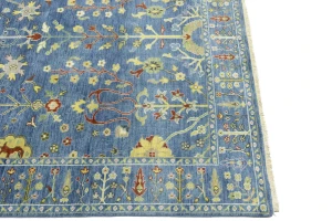 Blue Floral Traditional 6X9 Oushak Chobi Oriental Rug