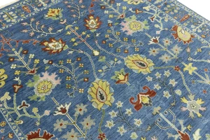 Blue Floral Traditional 6X9 Oushak Chobi Oriental Rug