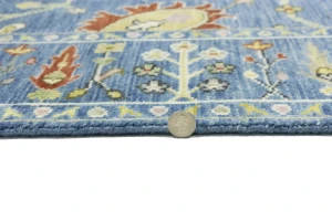 Blue Floral Traditional 6X9 Oushak Chobi Oriental Rug