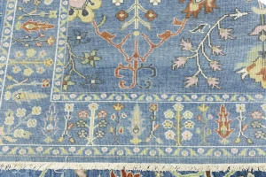 Blue Floral Traditional 6X9 Oushak Chobi Oriental Rug