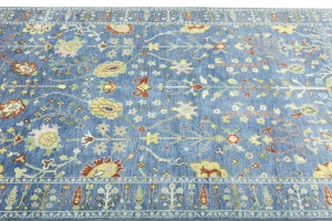 Blue Floral Traditional 6X9 Oushak Chobi Oriental Rug