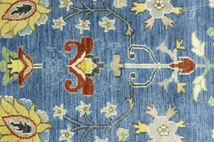 Blue Floral Traditional 6X9 Oushak Chobi Oriental Rug