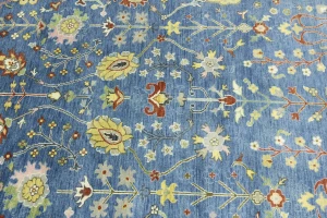 Blue Floral Traditional 6X9 Oushak Chobi Oriental Rug