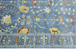 Blue Floral Traditional 6X9 Oushak Chobi Oriental Rug