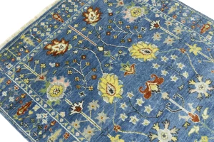 Blue Floral Traditional 4X6 Oushak Chobi Oriental Rug