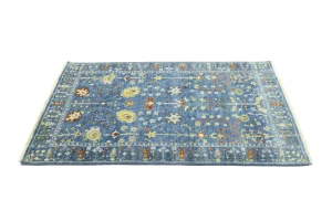 Blue Floral Traditional 4X6 Oushak Chobi Oriental Rug
