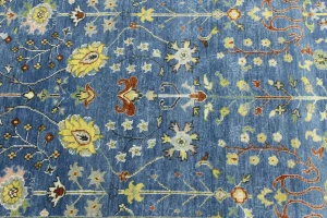 Blue Floral Traditional 4X6 Oushak Chobi Oriental Rug