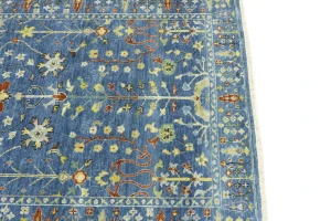 Blue Floral Traditional 4X6 Oushak Chobi Oriental Rug