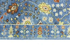Blue Floral Traditional 2'5x6 Osh Chobi Oriental Runner Rug