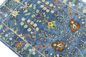 Blue Floral Traditional 2'5x6 Osh Chobi Oriental Runner Rug