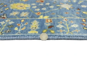 Blue Floral Traditional 3x8 Oushak Chobi Oriental Runner Rug