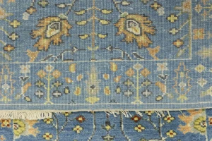 Blue Floral Traditional 3x8 Oushak Chobi Oriental Runner Rug