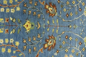 Blue Floral Traditional 3x8 Oushak Chobi Oriental Runner Rug