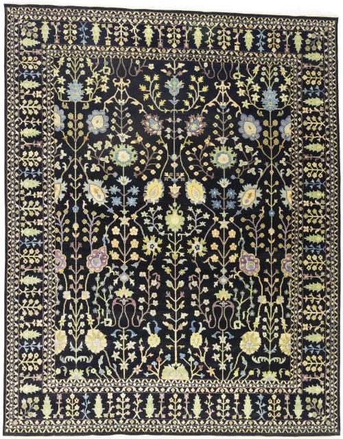 Black Floral Traditional 12X15 Oushak Chobi Oriental Rug