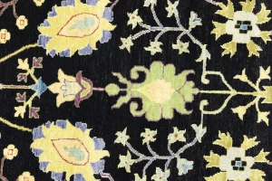 Black Floral Traditional 12X15 Oushak Chobi Oriental Rug