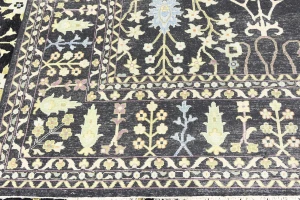 Black Floral Traditional 12X15 Oushak Chobi Oriental Rug