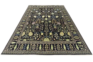 Black Floral Traditional 12X15 Oushak Chobi Oriental Rug