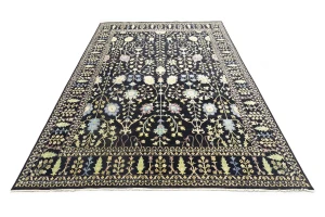 Black Floral Traditional 12X15 Oushak Chobi Oriental Rug