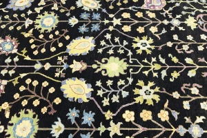 Black Floral Traditional 12X15 Oushak Chobi Oriental Rug